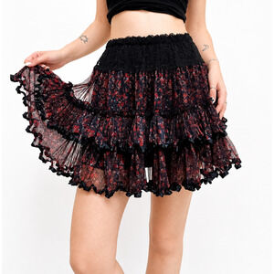 Ruffle Mini Skirt Floral Size Large